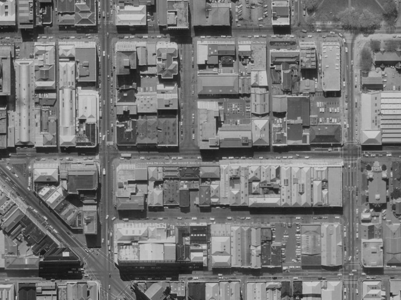 210-202 Cashel Street from the air, 1970-1974