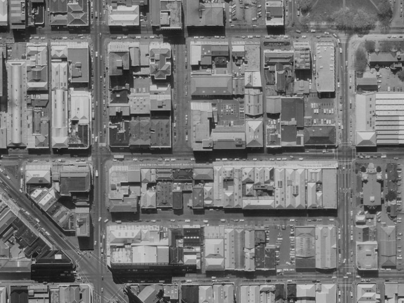 195 Cashel Street from the air, 1970-1974