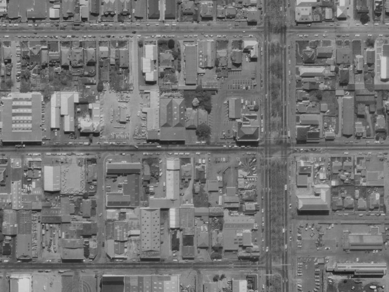 333A Cashel Street from the air, 1970-1974