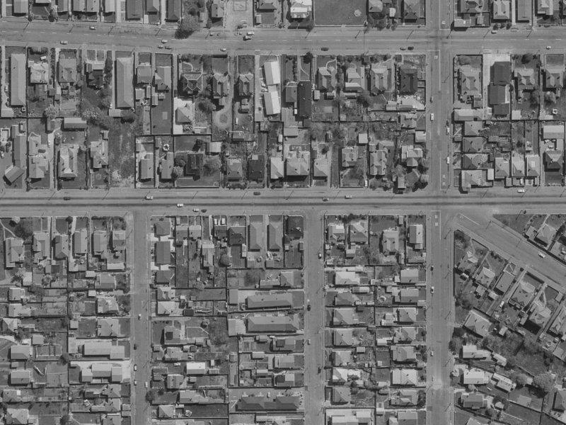 502-508 Cashel Street from the air, 1970-1974