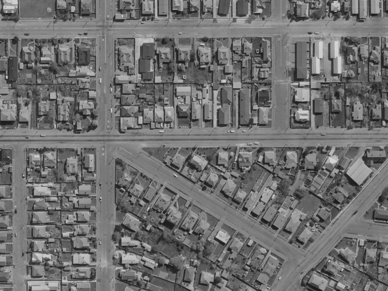 532A Cashel Street from the air, 1970-1974