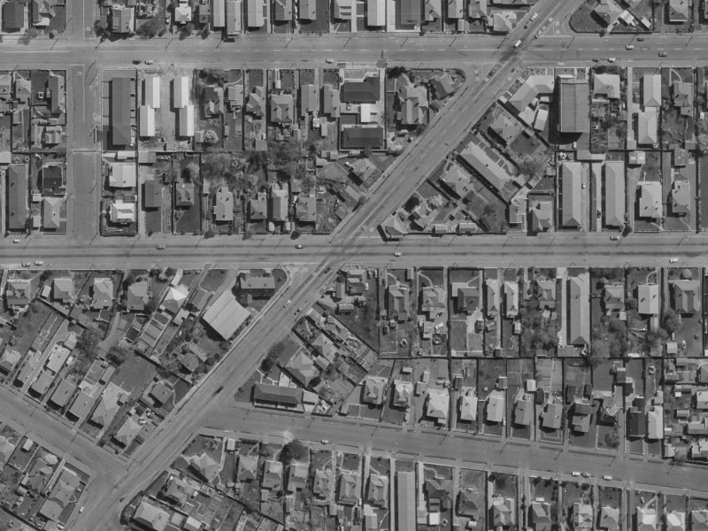 576 Cashel Street from the air, 1970-1974