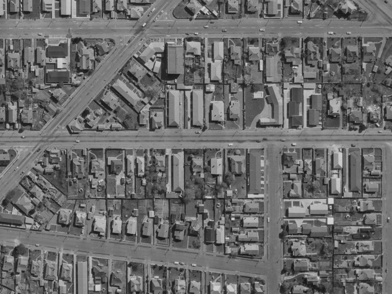 604 Cashel Street from the air, 1970-1974