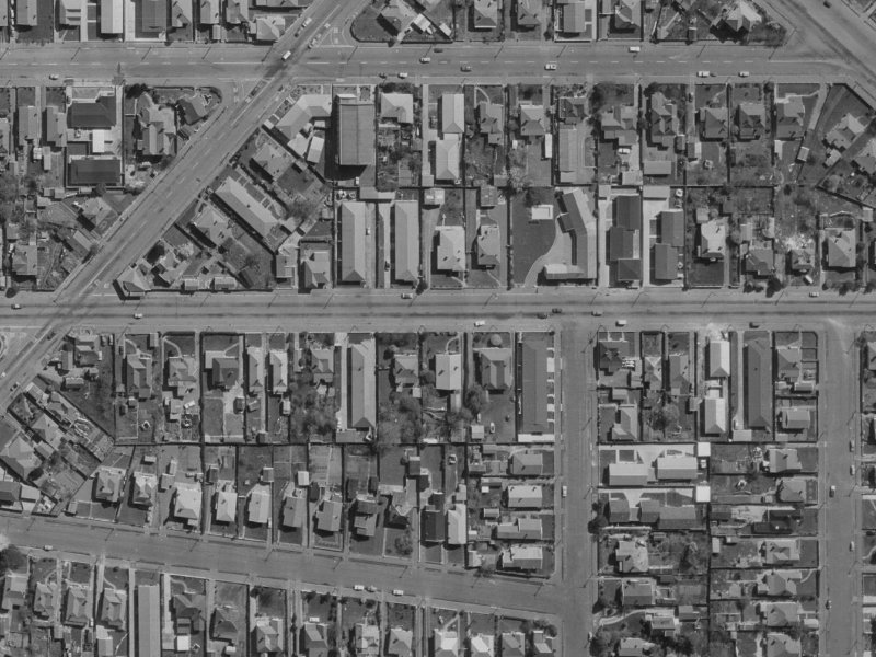 608 Cashel Street from the air, 1970-1974