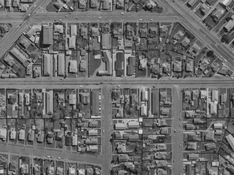 620 Cashel Street from the air, 1970-1974