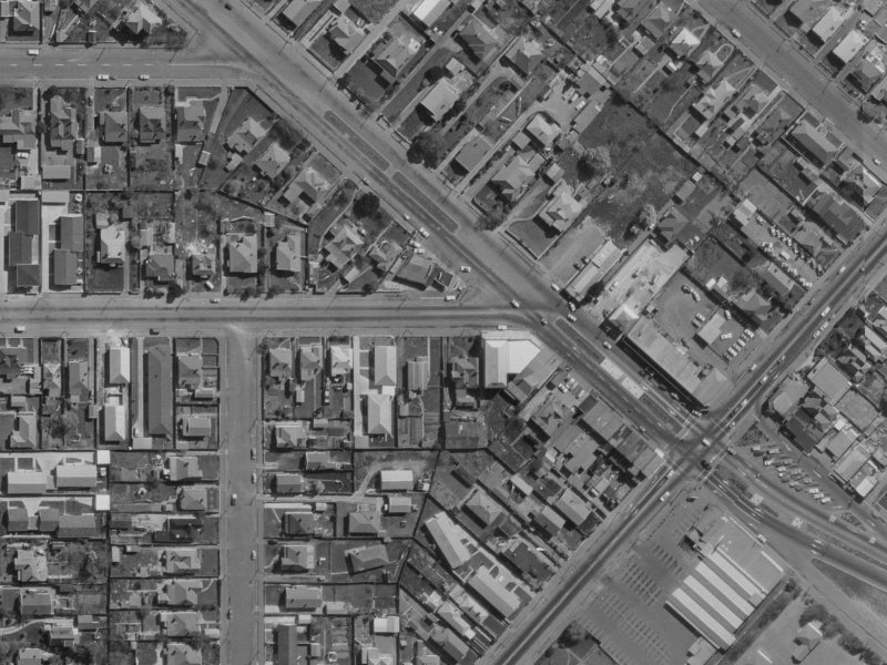 654E Cashel Street from the air, 1970-1974