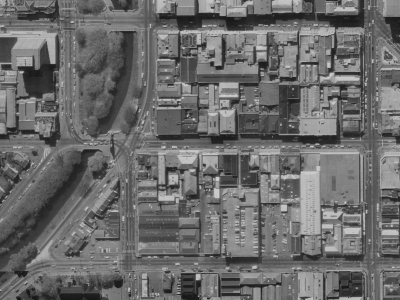 92 Cashel Street from the air, 1970-1974