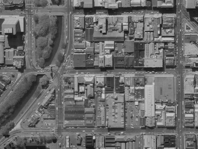 94 Cashel Street from the air, 1970-1974