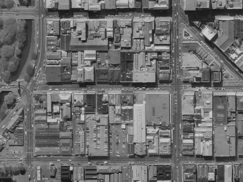 124 Cashel Street from the air, 1970-1974