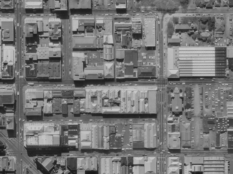 222 Cashel Street from the air, 1970-1974