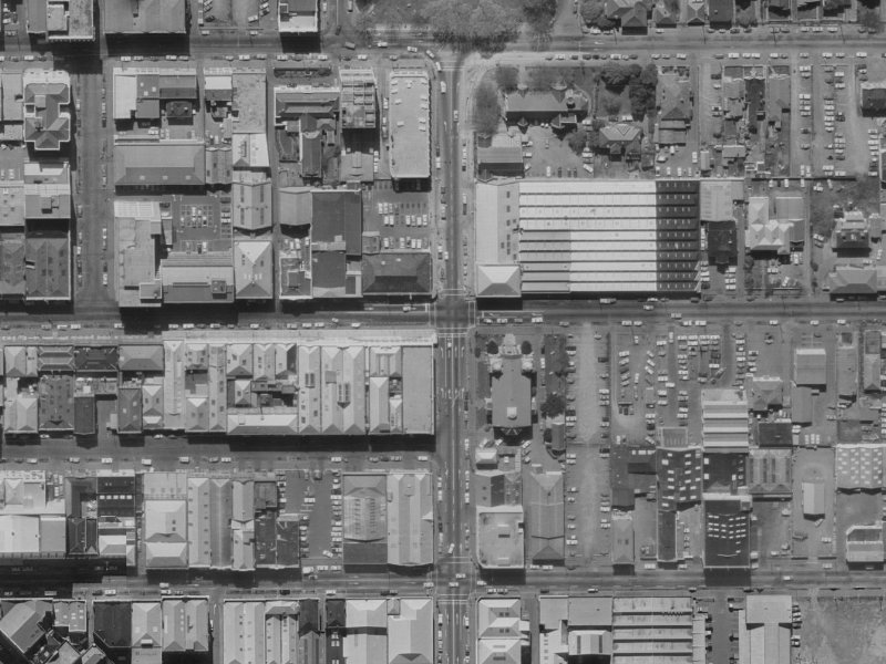 224A Cashel Street from the air, 1970-1974