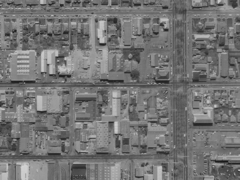 336E Cashel Street from the air, 1970-1974