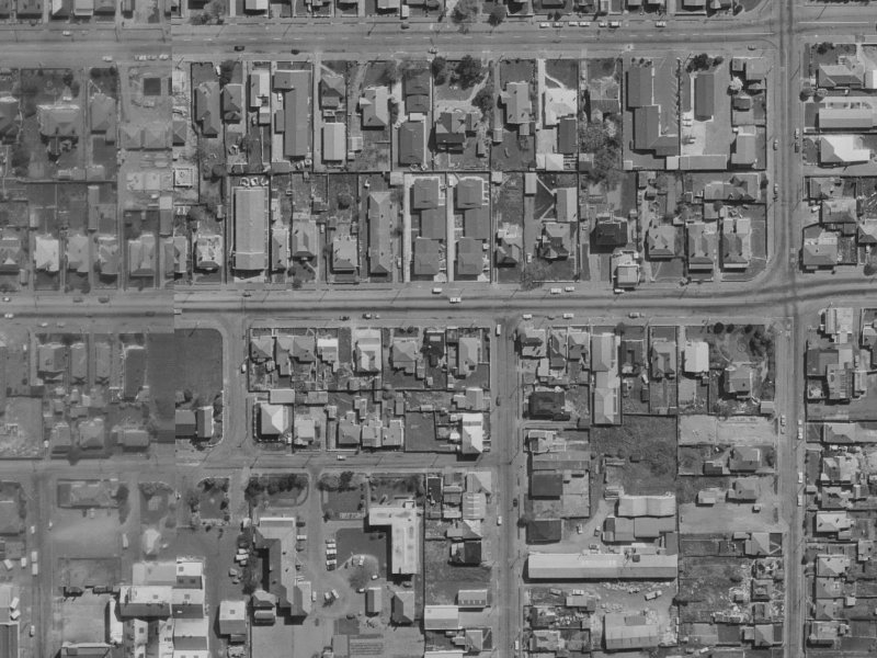 422 Cashel Street from the air, 1970-1974