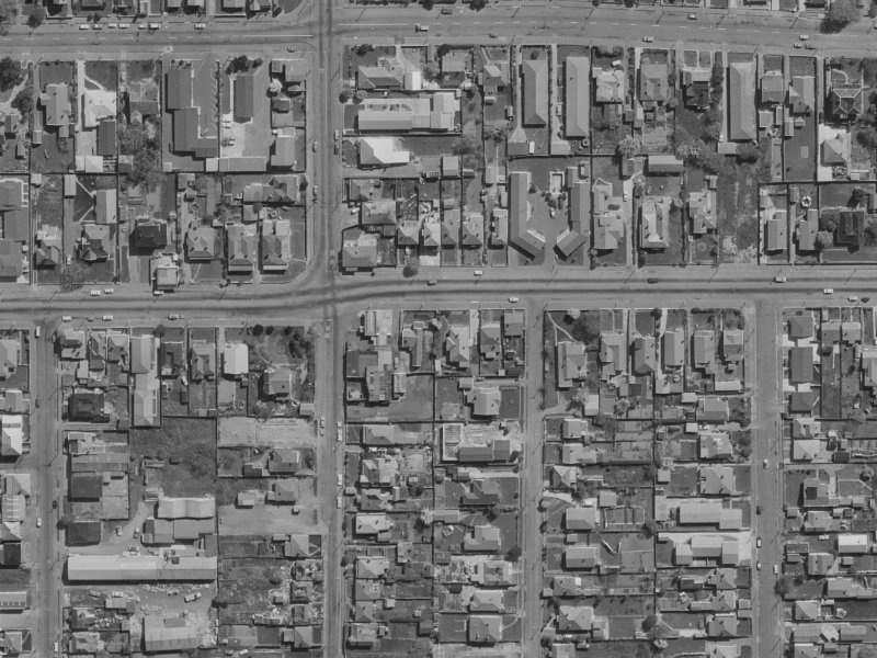 42A Stanmore Road from the air, 1970-1974