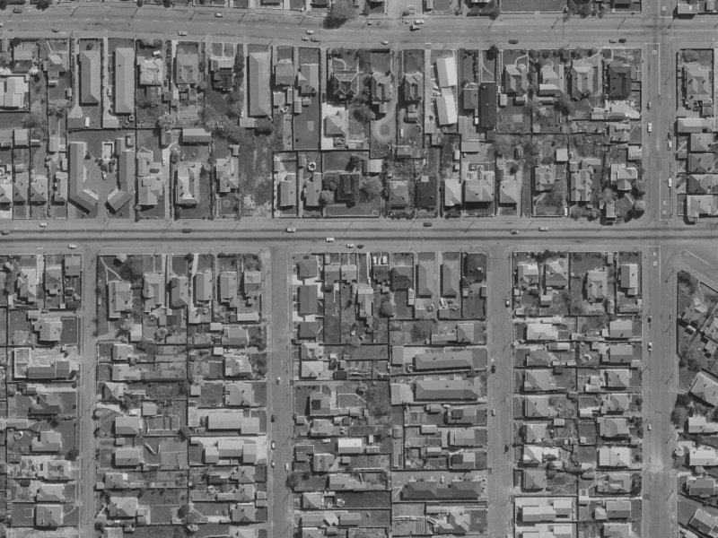 Cashel Street from the air, 1970-1974