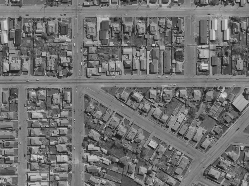 530 Cashel Street from the air, 1970-1974