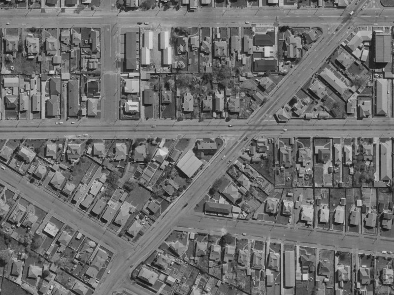566 Cashel Street from the air, 1970-1974