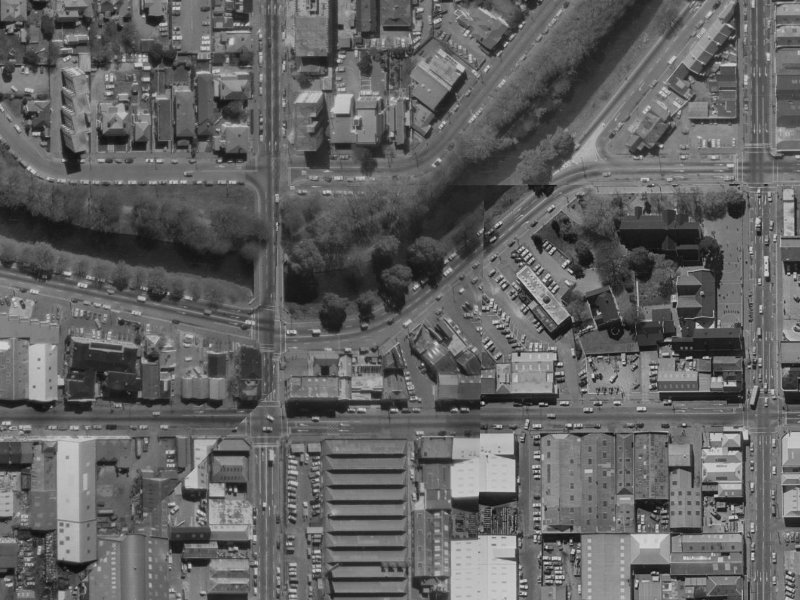 84-52 Oxford Terrace from the air, 1970-1974