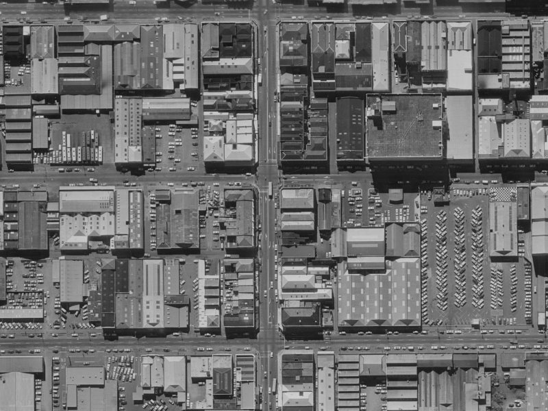 624A Colombo Street from the air, 1970-1974