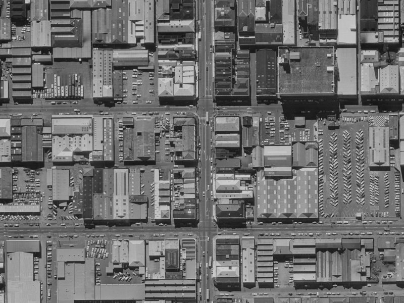 603-605 Colombo Street from the air, 1970-1974