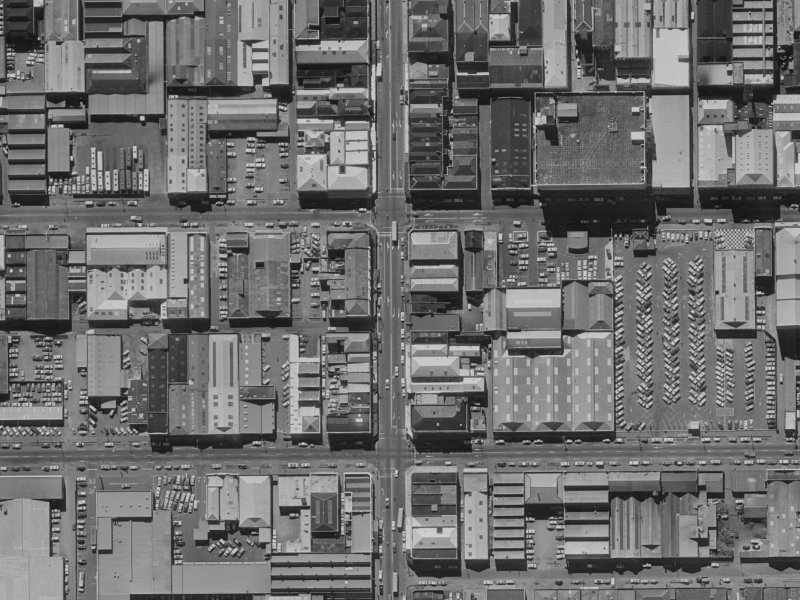 622 Colombo Street from the air, 1970-1974