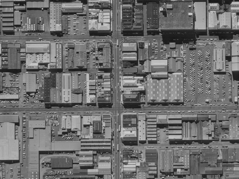 602 Colombo Street from the air, 1970-1974