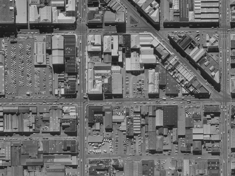 245 St Asaph Street from the air, 1970-1974