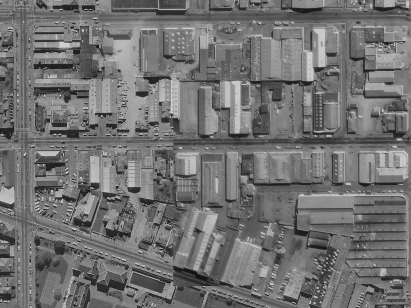 391-405 Saint Asaph Street from the air, 1970-1974