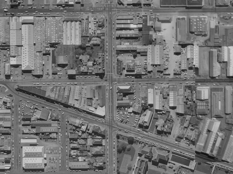 176-174 Barbadoes Street from the air, 1970-1974