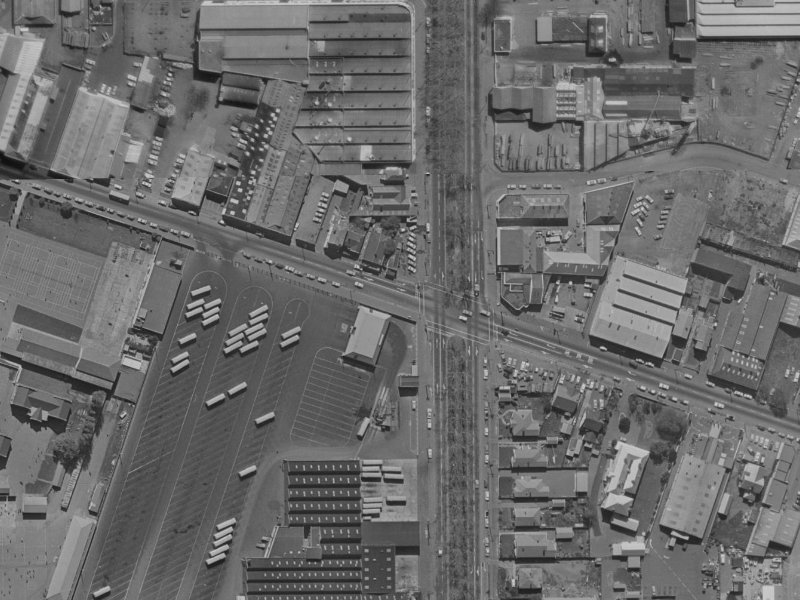 89–97 Ferry Road from the air, 1970-1974