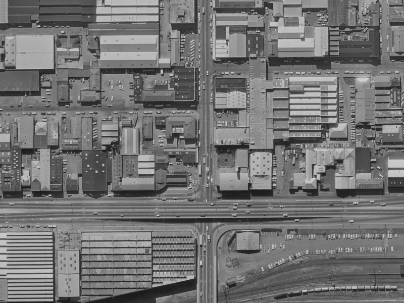 523-527 Colombo Street from the air, 1970-1974