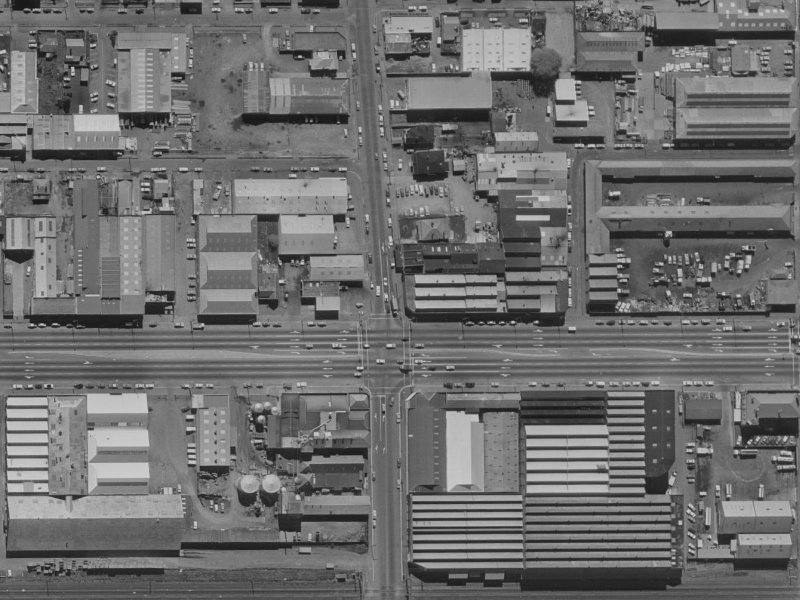 157 Moorhouse Avenue from the air, 1970-1974