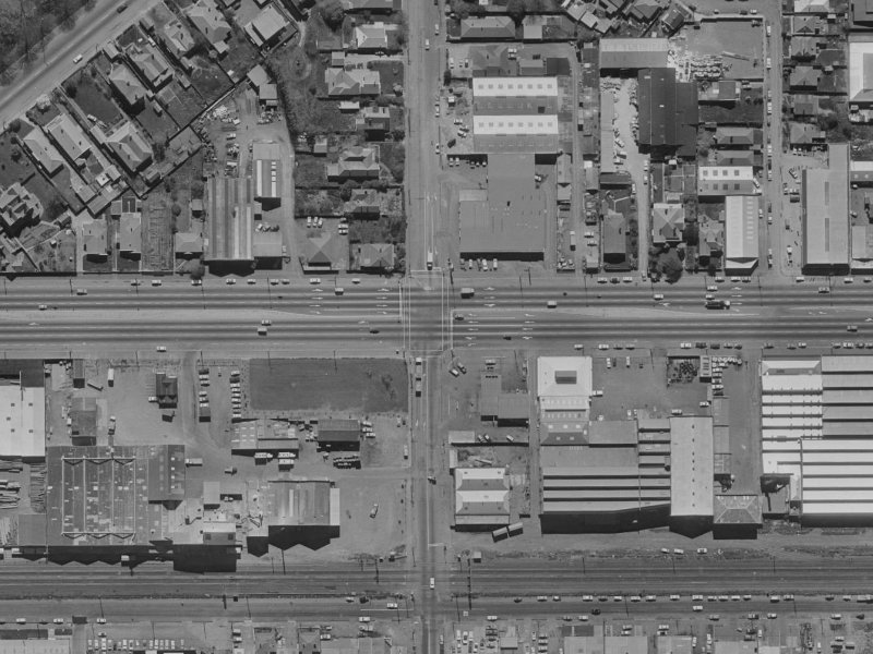 54 Moorhouse Avenue from the air, 1970-1974