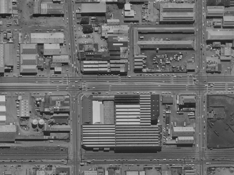160–164 Moorhouse Avenue from the air, 1970-1974