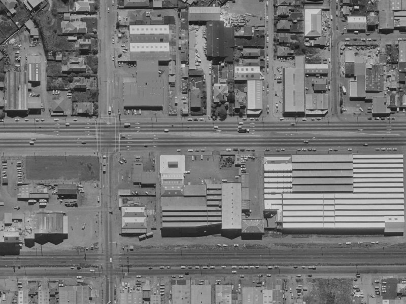 74 Moorhouse Avenue from the air, 1970-1974
