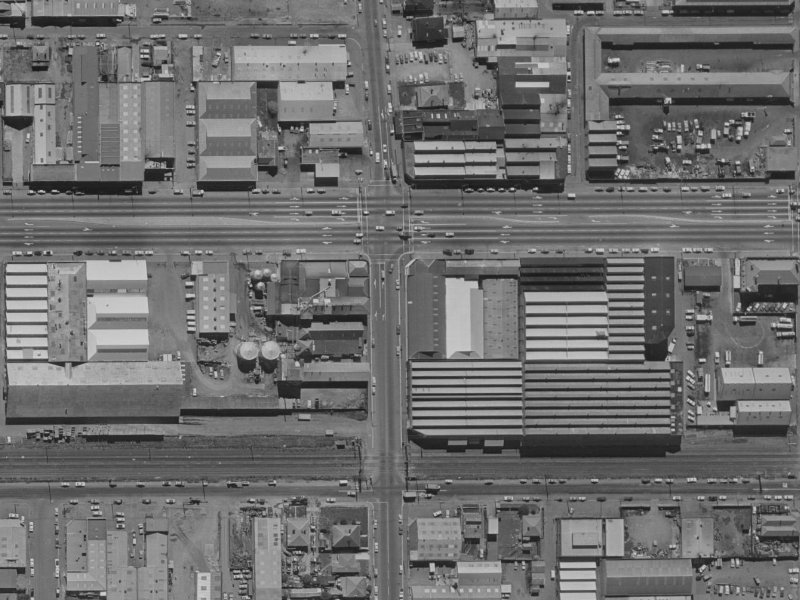 154 Moorhouse Avenue from the air, 1970-1974