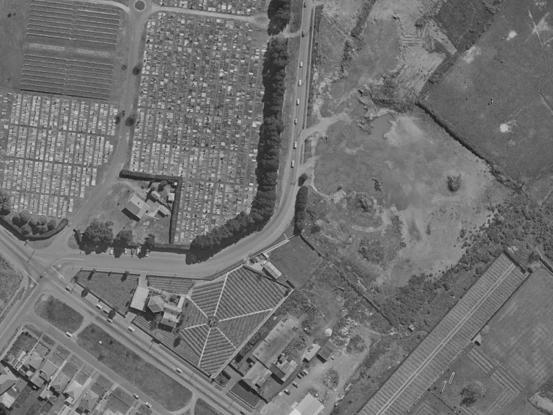67-111 Keighleys Road from the air, 1970-1974