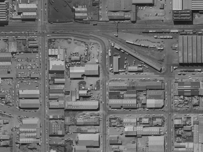 131-133 Orbell Street from the air, 1970-1974