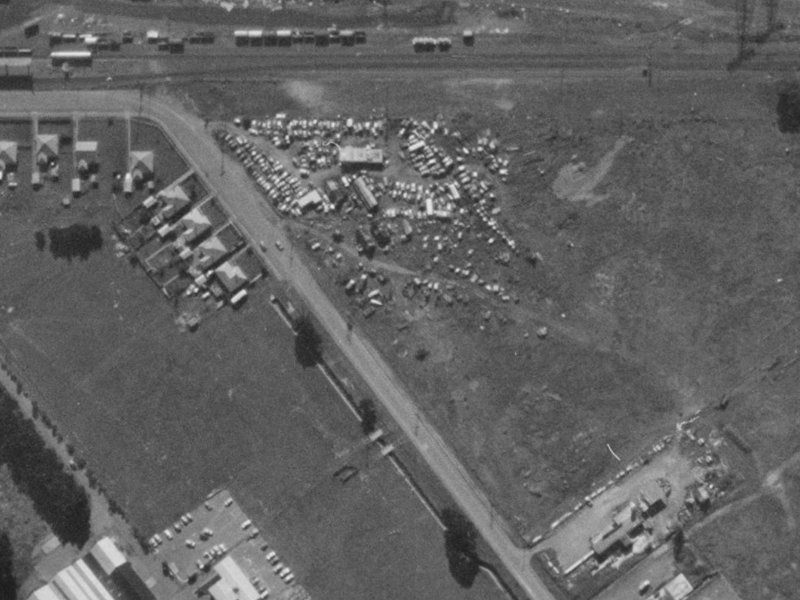 48-52 Hayton Road from the air, 1970-1974