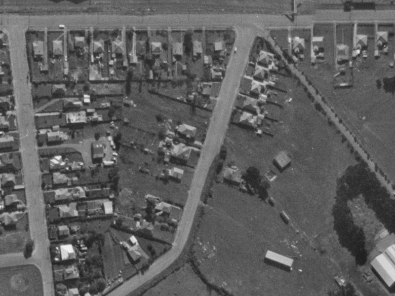 12 Washbournes Road from the air, 1970-1974