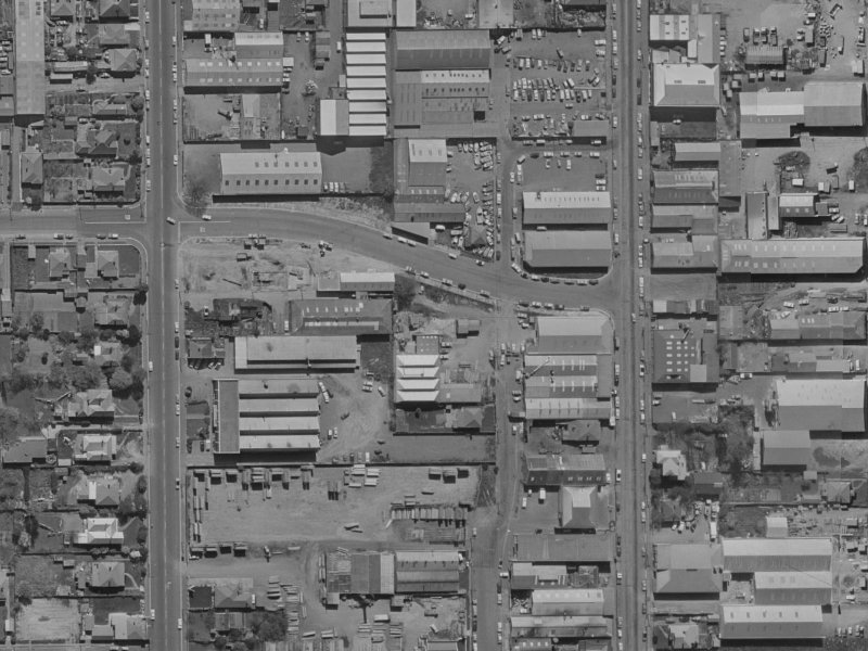 98-104 Disraeli Street from the air, 1970-1974