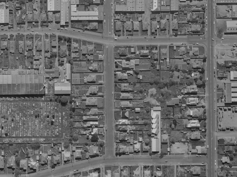 28A Braddon Street from the air, 1970-1974