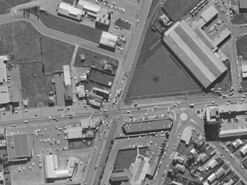 393 Main S Road from the air, 1970-1974