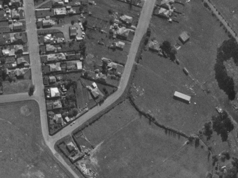 Washbournes Road from the air, 1970-1974