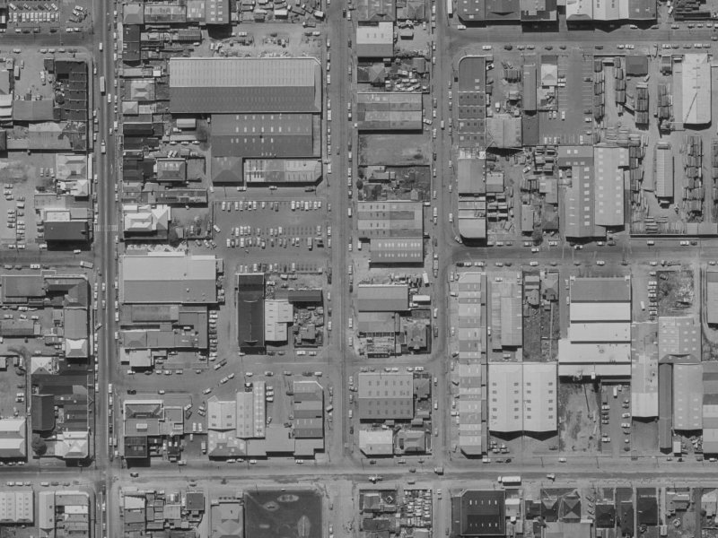 74 Buchan Street from the air, 1970-1974