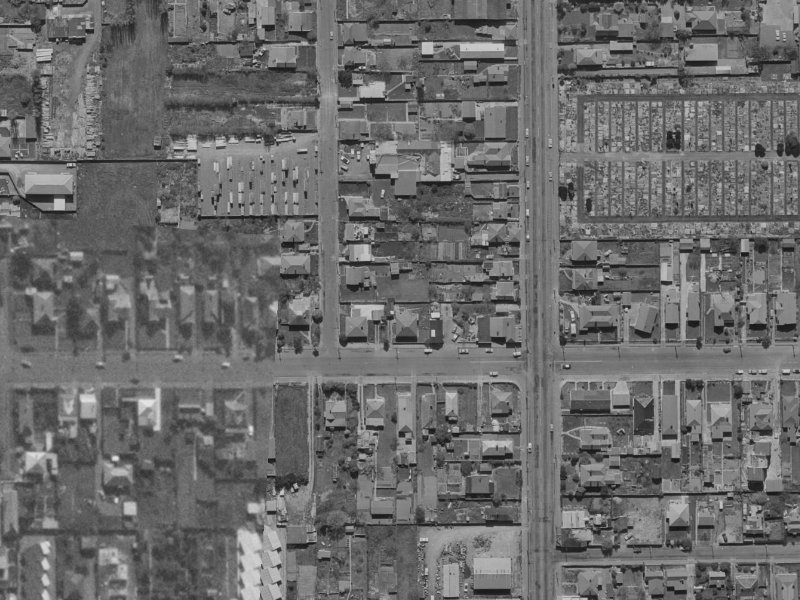 8A Cotterill Street from the air, 1970-1974