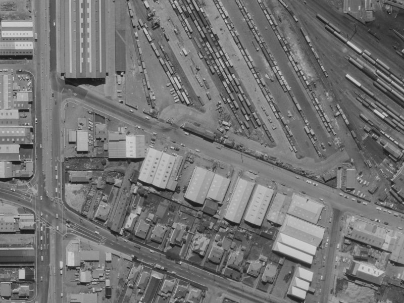 28-34 Mowbray Street from the air, 1970-1974