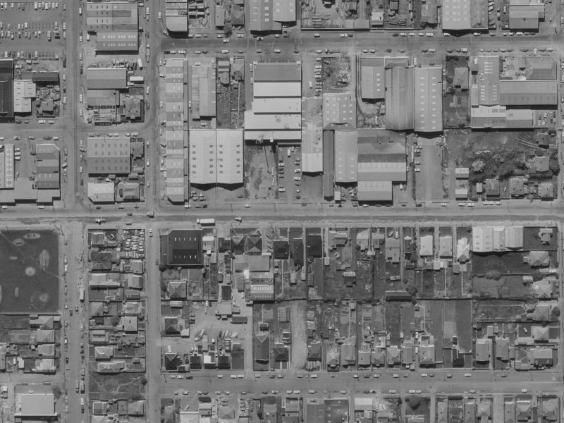114 Wordsworth Street from the air, 1970-1974