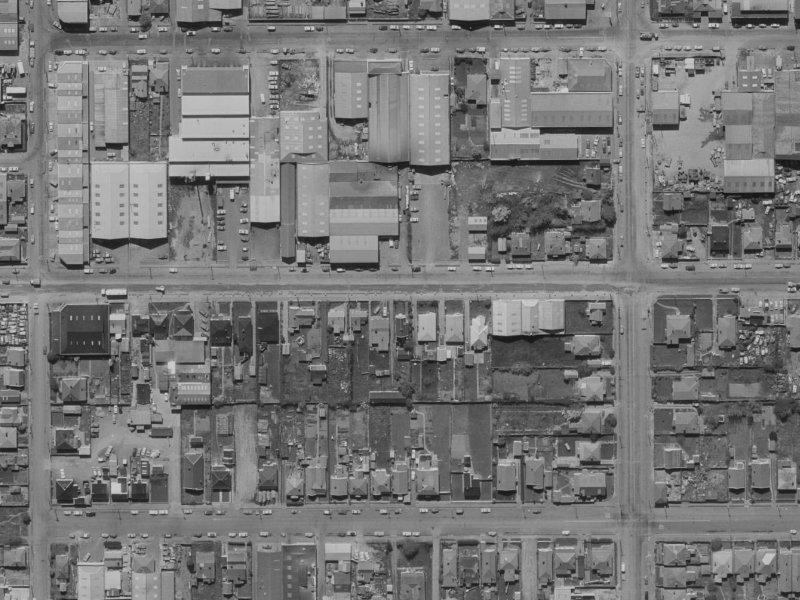 132 Wordsworth Street from the air, 1970-1974