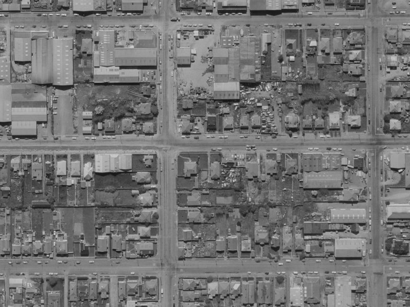 162 Wordsworth Street from the air, 1970-1974